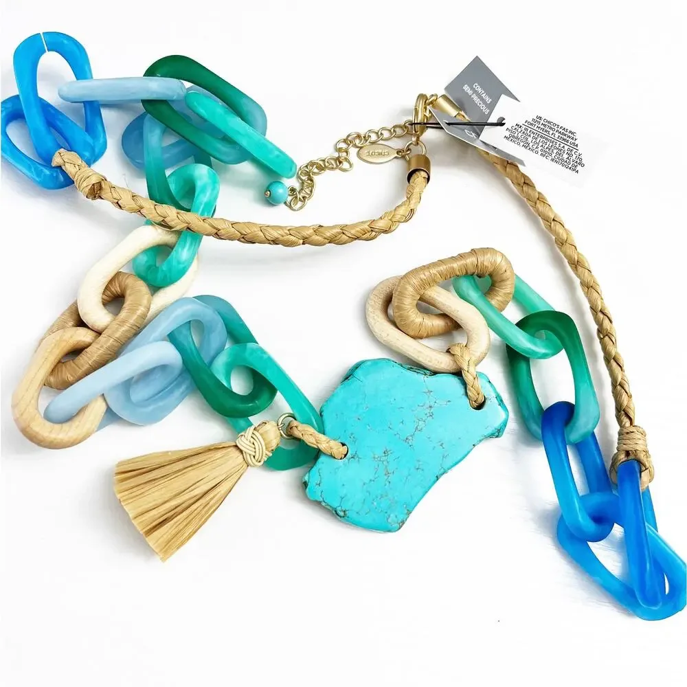 NEW Chico's Cool Multi Links Long Necklace - Picture 2 of 10